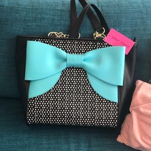 Betsy Johnson Large Bow Tote Spot NWT
